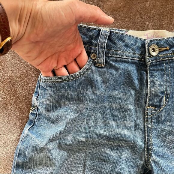 Justice Girls Blue Jean Shorts with Frayed Hem Size 12 R - Picture 2 of 6